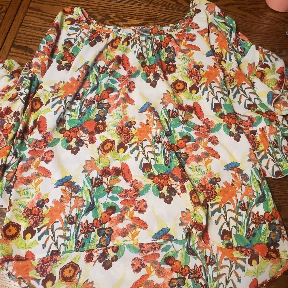Ivy Jane cream,yellow&red floral blouse sz small